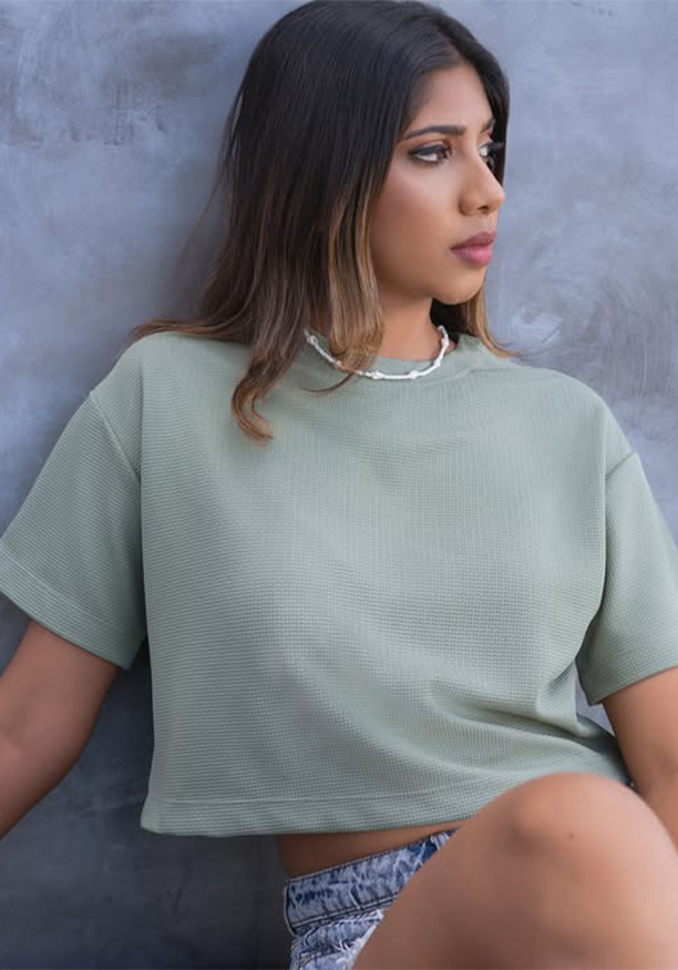 BRILLIE GREEN CROP T SHIRT Nilsonline