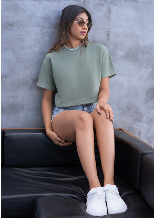 BRILLIE GREEN CROP T SHIRT