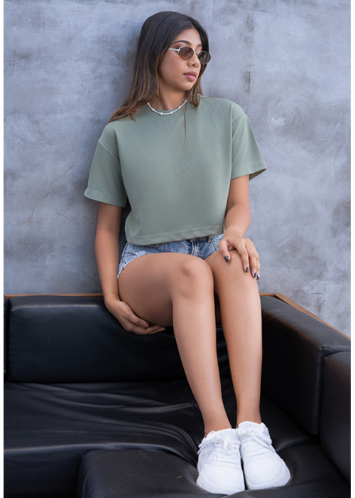 BRILLIE GREEN CROP T SHIRT