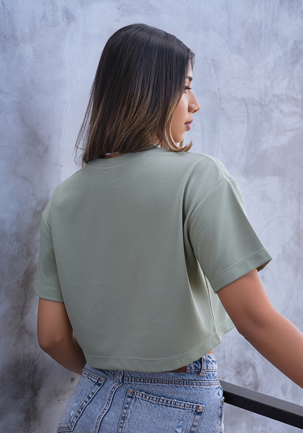 BRILLIE GREEN CROP T SHIRT