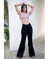 RIB COLLOR STRIPE CROP TEE