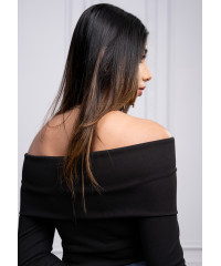 EVA OFF SHOULDER BLACK TEE