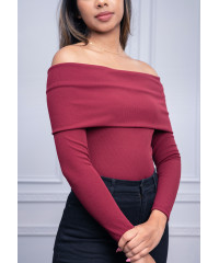 EVA OFF SHOULDER MAROON TEE