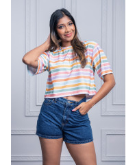 MULTI COLOR CROP T SHIRT