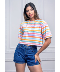 MULTI COLOR CROP T SHIRT