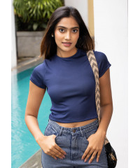 CLAUDIA BLUE CROP T SHIRT CLAUDIA BLUE CROP T SHIRT