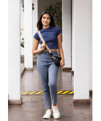 CLAUDIA BLUE CROP T SHIRT CLAUDIA BLUE CROP T SHIRT