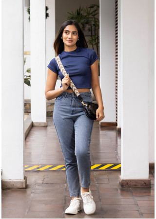 CLAUDIA BLUE CROP T SHIRT