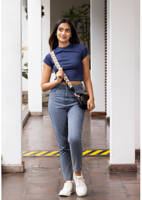 CLAUDIA BLUE CROP T SHIRT CLAUDIA BLUE CROP T SHIRT