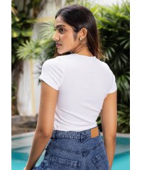 CLAUDIA WHITE CROP T SHIRT