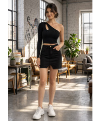 AMARI BLACK ONE SLEEVE TOP AMARI BLACK ONE SLEEVE TOP