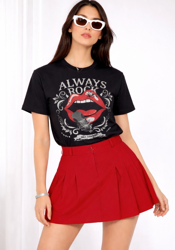 BLACK ALWAYS ROCK  TEES