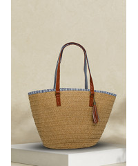 NATURL STRAW WEAVE BAIGE TOTE BAG 