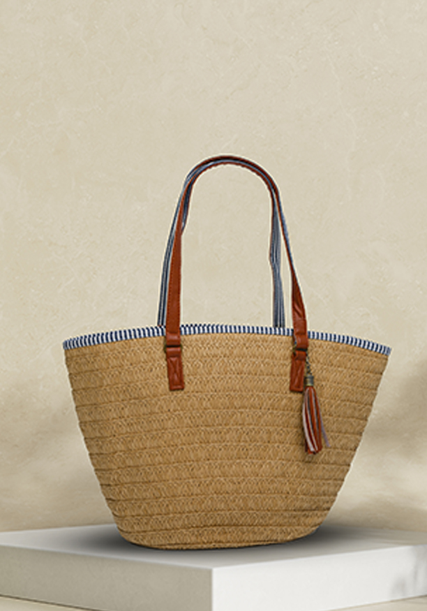 NATURL STRAW WEAVE BAIGE TOTE BAG 