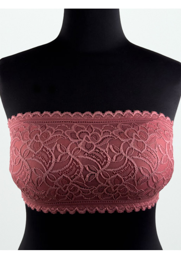DARK PINK LACE TUBE BRA