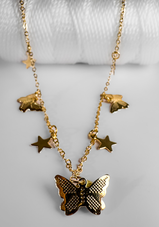 BUTTERFLY & STAR PENDANT NECKLACE