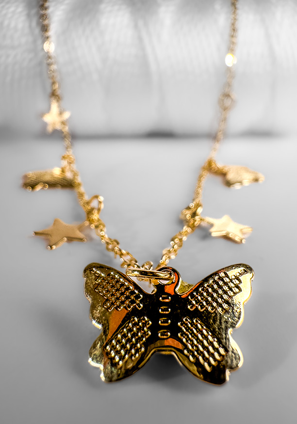 BUTTERFLY & STAR PENDANT NECKLACE