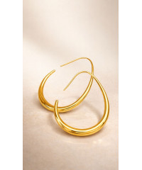 SHINNY GOALD TEARDROP HOOP EARRINGS
