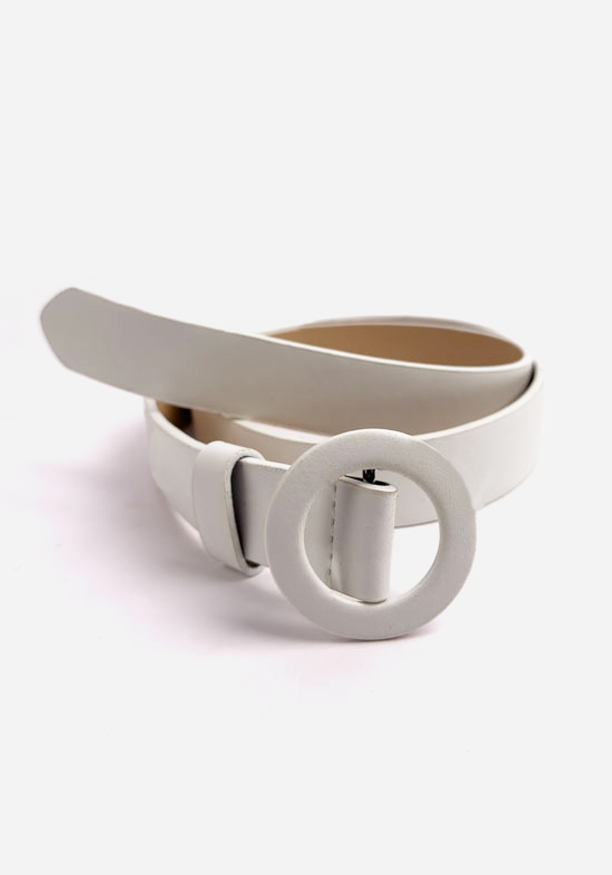 WHITE ROUND BUCKLE BELT