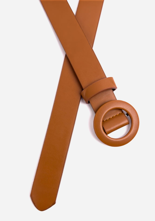 LIGHT BROWN ROUND BUCKLE BELT