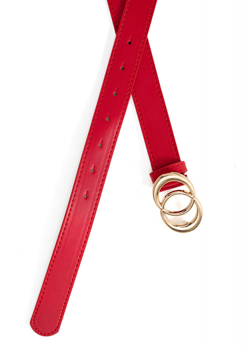 DYLAN GOLD DOUBLE RING RED BELT