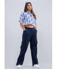 LORELA PINEAPPLE PRINT CROP BLOUSE