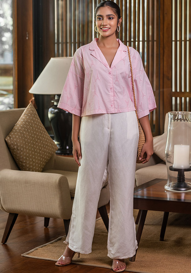 RYLEE PINK LACE SHIRT BLOUSE 