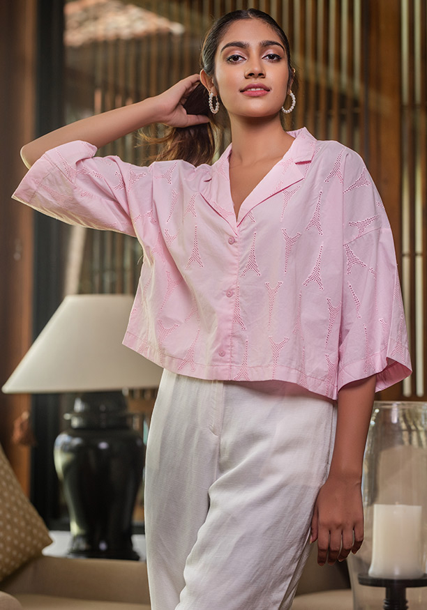 RYLEE PINK LACE SHIRT BLOUSE 