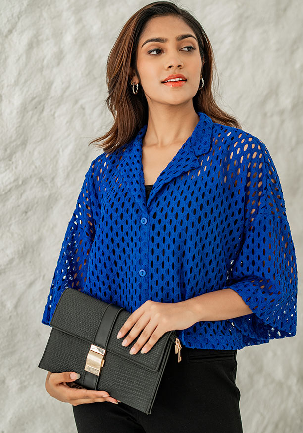 RYLEE BLUE LACE SHIRT BLOUSE 