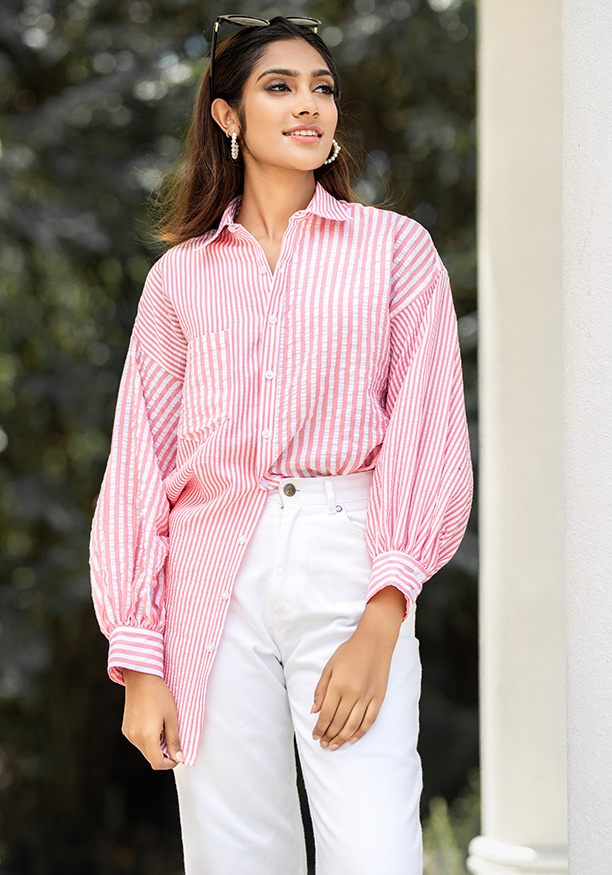 BRINLEY PINK STRIPE BLOUSE 