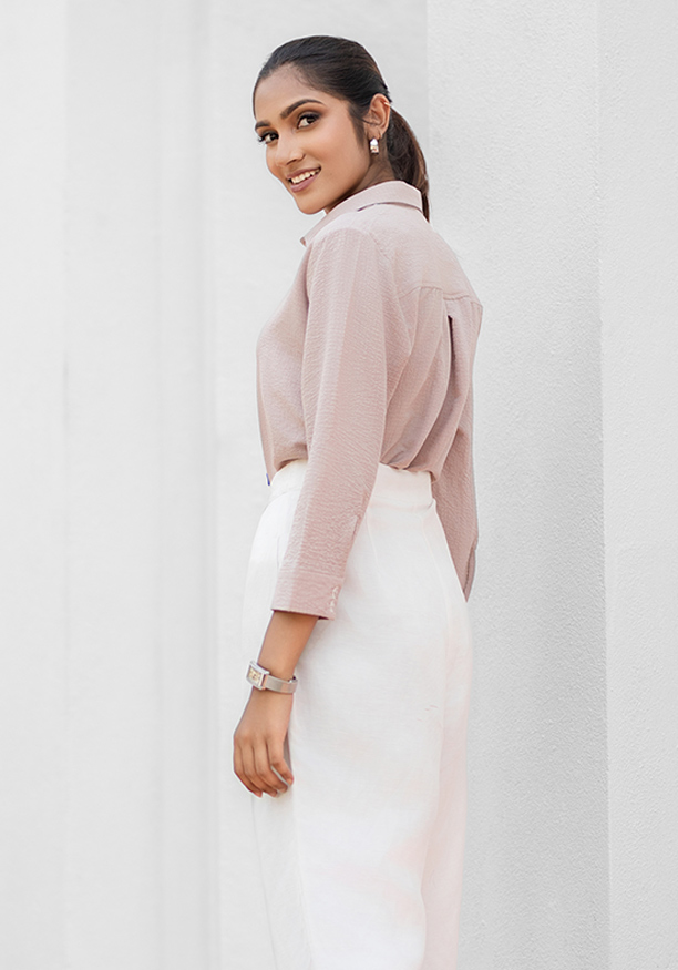KIARA LONG SLEEVE BEIGE BLOUSE 
