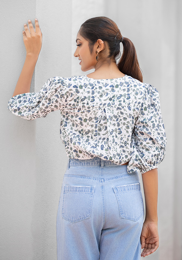 NOAH GREEN PRINTED BLOUSE 