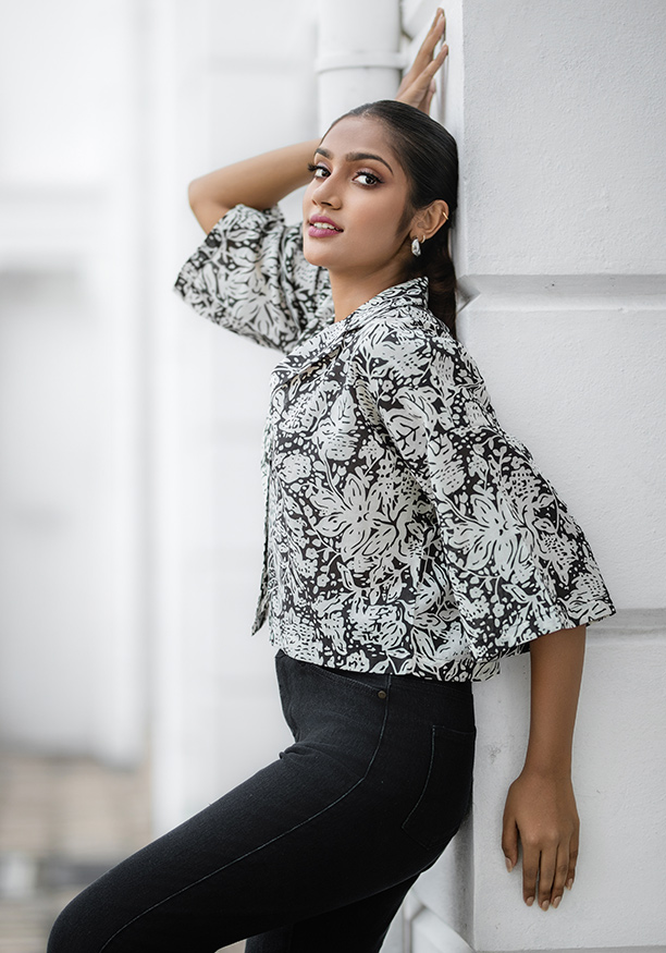 RYLEE BLACK PRINTED BLOUSE