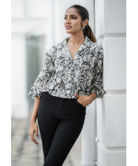 RYLEE BLACK PRINTED BLOUSE