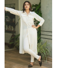 KAIA WHITE LONG SLEEVE TOP/KURTHA