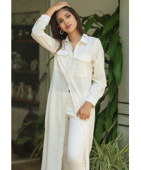 KAIA WHITE LONG SLEEVE TOP/KURTHA