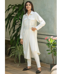 KAIA WHITE LONG SLEEVE TOP/KURTHA