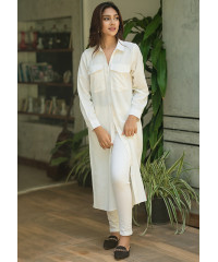 KAIA WHITE LONG SLEEVE TOP/KURTHA