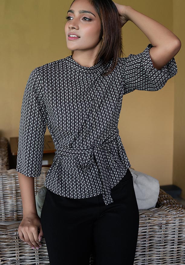AURORA PRINTED LONG SLEEVE BLOUSE 