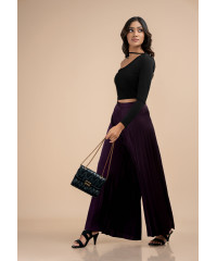 ELLA PLEATED PURPLE WIDE LEG PANT
