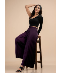 ELLA PLEATED PURPLE WIDE LEG PANT