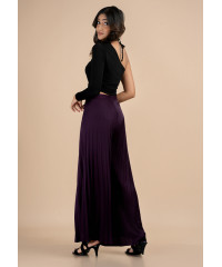 ELLA PLEATED PURPLE WIDE LEG PANT
