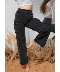 ACID WASH BLACK CARGO PANT