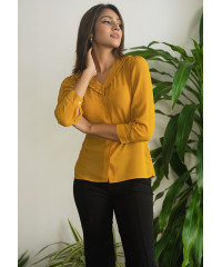 CASSENDRA MUSTARD FRILL TOP