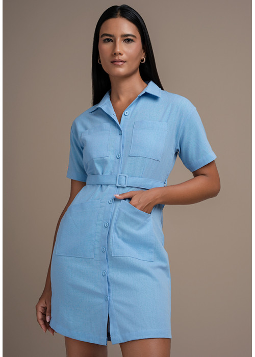 OPHELIYA ICE BLUE SHORT SLEEVE DRESS