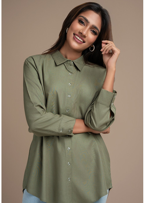 LISA GREEN SHIRT BLOUSE