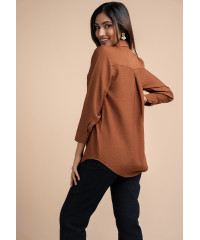 HANAH LONG SLEEVE BROWN BLOUSE