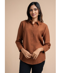 HANAH LONG SLEEVE BROWN BLOUSE