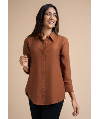 HANAH LONG SLEEVE BROWN BLOUSE