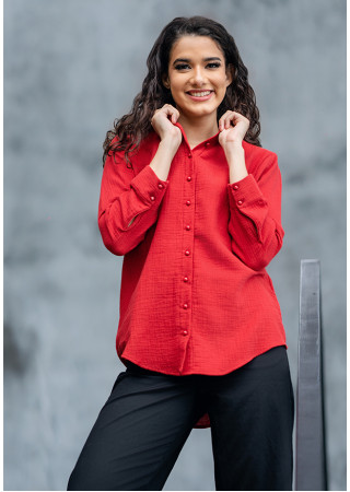 LISA ORANG MIX RED SHIRT BLOUSE